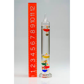 Galileo Thermometer, 18 to 26C, 5 Spheres, 11"