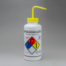 GHS Labeled Safety-Vented Sodium Hypochlorite (Bleach) Wash Bottles, 1000ml (32oz), 2PK