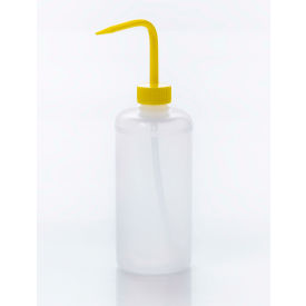 Narrow-Mouth 500ml (16oz) Wash Bottles, Yellow PP Cap, 28mm Closure 6Pk