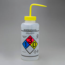GHS Labeled Safety-Vented Isopropanol Wash Bottles, 1000ml (32oz), PE w/YLW PP Cap, 2PK