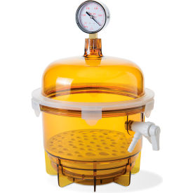 Amber Polycarbonate Round Style Vacuum Desiccator, 6 Liter