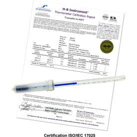H-B DURAC Plus Calibrated Dry Block/Incubator Liquid-In-Glass Thermometer, 18 to 60C, 35mm Immersion