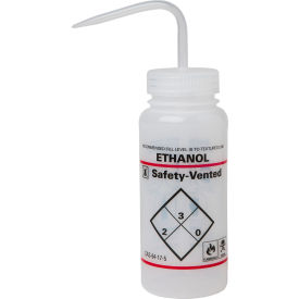 Safety-Vented / Labeled 2-Color Ethanol WM Wash Bottles, 500ml (16oz), PE w/Nat PP Cap, 3Pk
