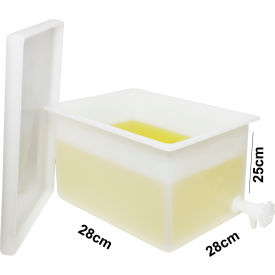 Heavy Duty Polyethylene Rectangular Tank with Top Flanges and Faucet, 11 x 11 x 10"