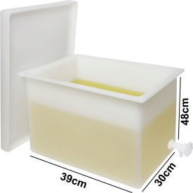 Heavy Duty Polyethylene Rectangular Tank with Top Flanges and Faucet, 15.25 x 12 x 19"