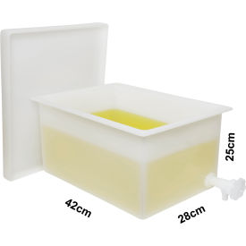 Heavy Duty Polyethylene Rectangular Tank with Top Flanges and Faucet, 16.5 x 11 x 10"