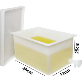 Heavy Duty Polyethylene Rectangular Tank with Top Flanges and Faucet, 18 x 13 x 10"