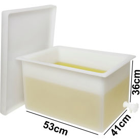 Heavy Duty Polyethylene Rectangular Tank with Top Flanges and Faucet, 21 x 16 x 14"