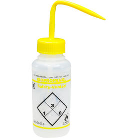 Safety-Vented / Labeled 2-Color Isopropanol Wash Bottles 250ml (8oz), PE w/YLW Cap, 3Pk