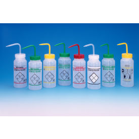 Safety-Vented / Labeled 2-Color Isopropanol Wash Bottles 500ml (16oz), PE w/YLW Cap, 3Pk