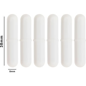 Spinpak Teflon Octagon Magnetic Stirring Bar, 38 x 8mm, White 6Pk