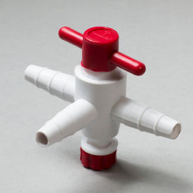 Three-Way Stopcock for 1/4" to " Tubing, 2mm Bore, PTFE