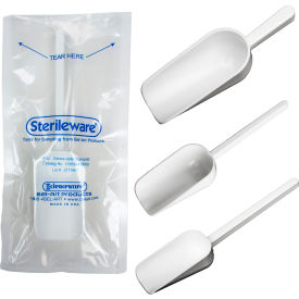 Sterileware Double Bagged Sterile Sampling Scoops, 125ml (4oz), White, 10/PK