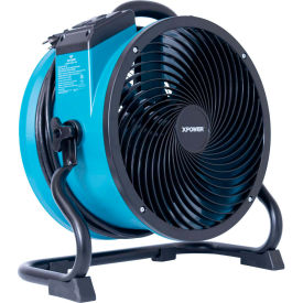 Sealed Motor Axial Air Mover, Blower, Fan with Power Outlets, 1/4 HP, 2100 CFM, Variable Speed, Blue