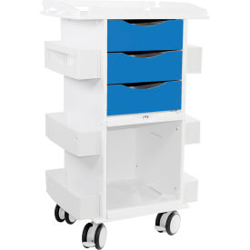 TrippNT Core DX Cart with Sliding Door & Railed Top, White with Global Blue