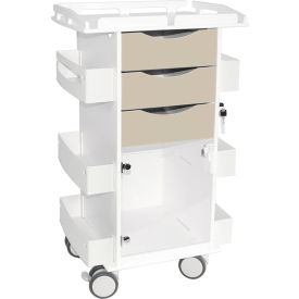 Core DX Cart with Hinged Door & Railed Top, White with Almond Beige