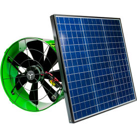 QuietCool Solar Attic Gable Fan, 120V, 1486 CFM, Green, 14" Diameter