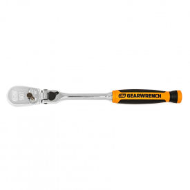 90 Tooth Dual Material Locking Flex Head Teardrop Ratchet with 1/4" Drive Tang, 8"L