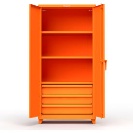 Heavy Duty Industrial Storage Cabinet w/ 3 Drawers, 14 Gauge, 36"W x 24"D x 75"H, Orange