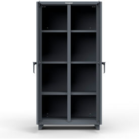 Stronghold Heavy Duty Double Shift Storage Cabinet, 14 Gauge, 36"W x 24"D x 75"H, Dark Gray