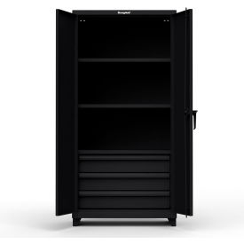 Heavy Duty Industrial Storage Cabinet with 3 Drawers, 14 Gauge, 36"W x 24"D x 75"H, Black