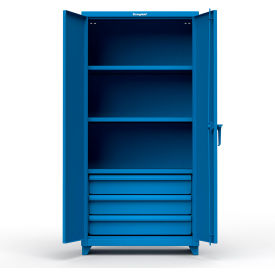 Stronghold Heavy Duty Industrial Storage Cabinet with 3 Drawers, 14 Gauge, 36"W x 24"D x 75"H, Blue