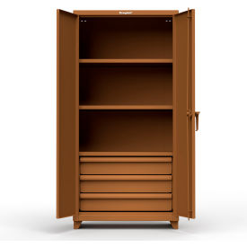 Heavy Duty Industrial Storage Cabinet with 3 Drawers, 14 Gauge Steel, 36"W x 24"D x 75"H, Brown