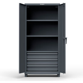 Industrial Storage Cabinet with 3 Drawers, 14 Gauge, 36"W x 24"D x 75"H, Dark Gray