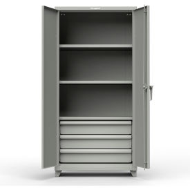 Heavy Duty Industrial Storage Cabinet with 3 Drawers, 14 Gauge, 36"W x 24"D x 75"H, Gray