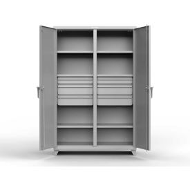 Heavy Duty Double Shift Storage Cabinet with 6 Drawers, 14 Gauge, 48"W x 24"D x 75"H, Black