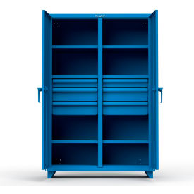 Heavy Duty Double Shift Storage Cabinet w/ 6 Drawers, 14 Gauge, 48"W x 24"D x 75"H, Blue