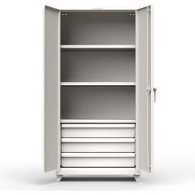 Heavy Duty Industrial Storage Cabinet with 3 Drawers, 14 Gauge, 36"W x 24"D x 75"H, White