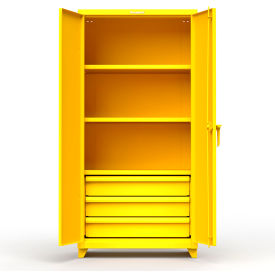Heavy Duty Industrial Storage Cabinet w/ 3 Drawers, 14 Gauge, 36"W x 24"D x 75"H, Yellow