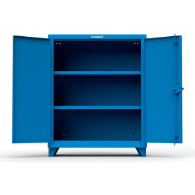 Stronghold Heavy Duty Counter Height Industrial Storage Cabinet, 14 Gauge, 36"W x 24"D x 45"H, Blue