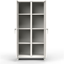 Heavy Duty Double Shift Storage Cabinet, 14 Gauge, 36"W x 24"D x 75"H, White