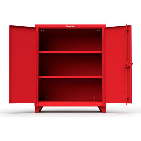 Heavy Duty Counter Height Industrial Storage Cabinet, 14 Gauge, 36"W x 24"D x 45"H, Red