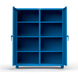 Heavy Duty Double Shift Storage Cabinet, 14 Gauge, 60"W x 24"D x 75"H, Blue