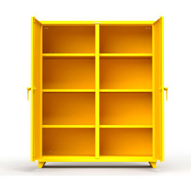 Heavy Duty Double Shift Storage Cabinet, 14 Gauge, 60"W x 24"D x 75"H, Yellow