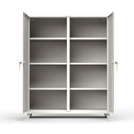 Stronghold Heavy Duty Double Shift Storage Cabinet, 14 Gauge, 60"W x 24"D x 75"H, White