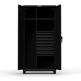 Industrial Uniform Cabinet with 7 Drawers 36"W x 24"D x 75"H , Black
