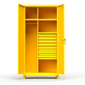 Industrial Uniform Cabinet with 7 Drawers 36"W x 24"D x 75"H , Yellow