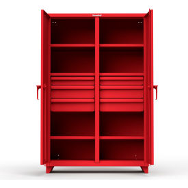 Heavy Duty Double Shift Storage Cabinet with 6 Drawers, 14 Gauge, 48"W x 24"D x 75"H, Red