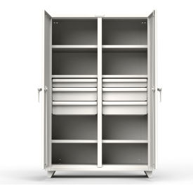 Heavy Duty Double Shift Storage Cabinet w/ 6 Drawers, 14 Gauge, 48"W x 24"D x 75"H, White