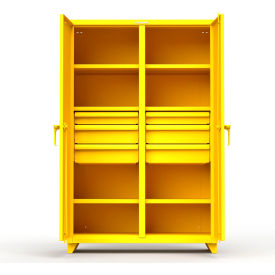 Double Shift Storage Cabinet with 6 Drawers, 14 Gauge, 48"W x 24"D x 75"H, Yellow