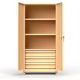 Heavy Duty Industrial Storage Cabinet with 3 Drawers, 14 Gauge, 36"W x 24"D x 75"H, Beige