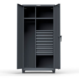 Industrial Uniform Cabinet with 7 Drawers 36"W x 24"D x 75"H , Dark Gray