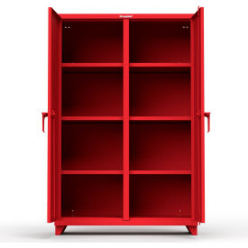 Heavy Duty Double Shift Storage Cabinet, 14 Gauge, 48"W x 24"D x 75"H, Red