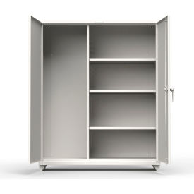 Industrial Broom Janitorial Cabinet, 60"W x 24"D x 75"H, All-Welded, White
