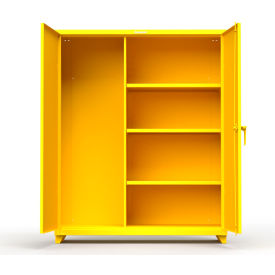 Industrial Broom Janitorial Cabinet, 60"W x 24"D x 75"H, All-Welded, Yellow