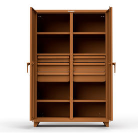 Heavy Duty Double Shift Storage Cabinet w/ 6 Drawers, 14 Gauge, 48"W x 24"D x 75"H, Brown